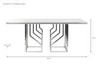 Eettafel DKD Home Decor Zilverkleurig Kristal Staal 180 x 90 x 75 cm Wit - thumbnail