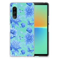 TPU Case voor Sony Xperia 10 V Flowers Blue - thumbnail