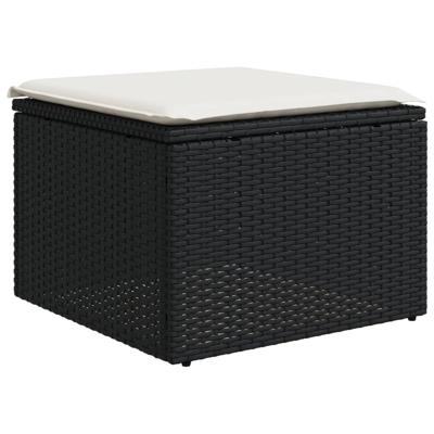 6-delige Loungeset met kussens poly rattan zwart - thumbnail