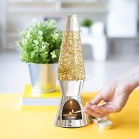 Waxinelicht lavalamp gouden glitters - thumbnail