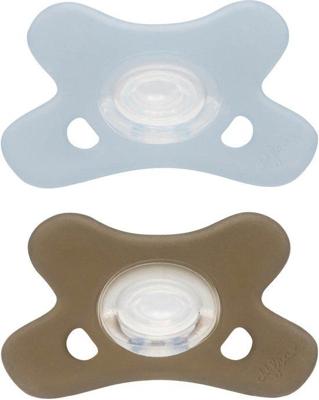 Difrax Fopspeen Natural 0-6m 2pack Blauw/grijs