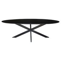 Sohome Ovale Eettafel 'Coco' Mangohout en staal, kleur Zwart, 240 x 110cm - thumbnail