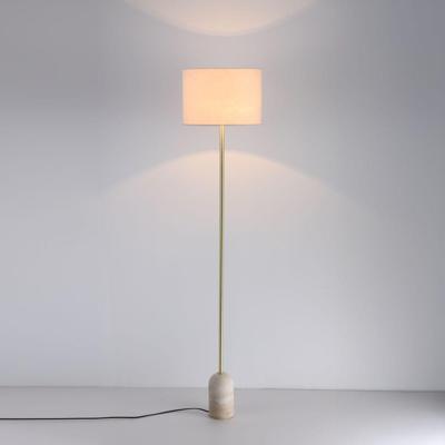 Staande lamp Valira travertino - E27-fitting - 25W - IP20 voor binnen - Kap van linnen - Voet van travertin