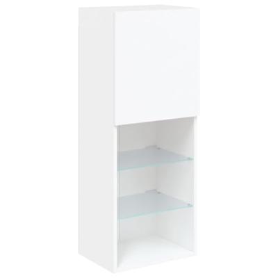 5-delige Tv-wandmeubelset met LED-verlichting bewerkt hout wit
