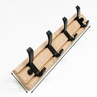 Mode houten gratis ponsen haak Coat Rack hanger haak voor slaapkamer woonkamer of garderobe grootte: 4 haken - thumbnail