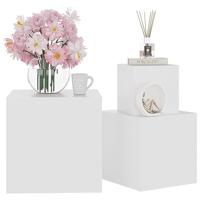 Bijzettafels 3 st bewerkt hout wit - thumbnail