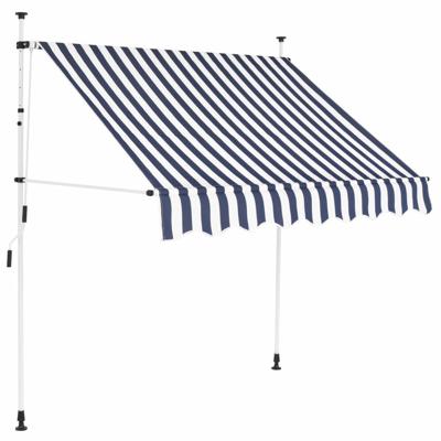 VidaXL Luifel handmatig uittrekbaar 150 cm blauw en witte strepen
