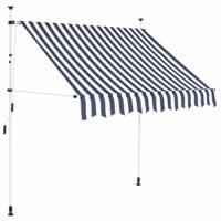 VidaXL Luifel handmatig uittrekbaar 150 cm blauw en witte strepen - thumbnail
