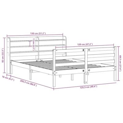 Bedframe met hoofdbord massief grenenhout 120x200 cm