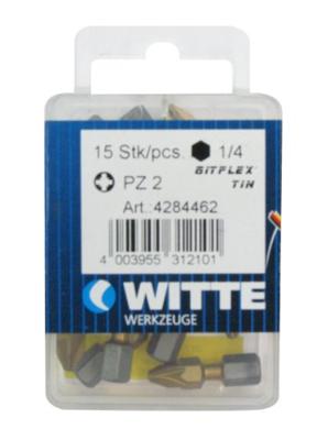 Set van tips WITTE PZ 2 BITFLEX TIN Pozidriv PZ2 15 Stuks 15 Onderdelen