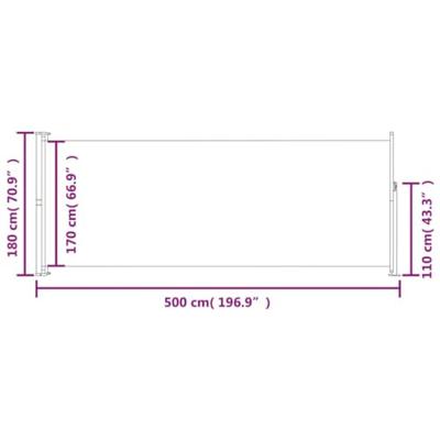 VidaXL Tuinscherm uittrekbaar 180x500 cm crèmekleurig