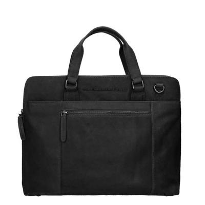 Ruime dames office bag L HANA wax pull up zwart