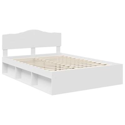 Bedframe met hoofdeinde Wit 140 x 190 cm Massief grenenhout