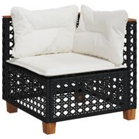 7-delige Loungeset met kussens poly rattan zwart - thumbnail