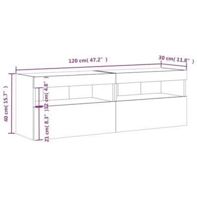 Tv-wandmeubels met LED-verlichting 2 st 60x30x40 cm wit Tv-wandmeubels met LED-verlichting 2 st 60x30x40 cm wit