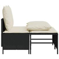 4-delige Loungeset met kussens poly rattan zwart - thumbnail