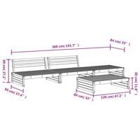 4-delige Loungeset massief grenenhout wit - thumbnail