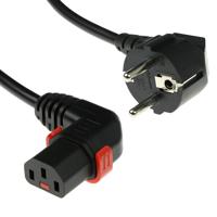 ACT AK5262 Netsnoer Schuko CEE 7/7 male (haaks) - C13 IEC Lock (rechts haaks) | Zwart | 2 meter - thumbnail