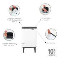 Brabantia Bo hi afvalemmer 7 liter met kunststof binnenemmer white - thumbnail