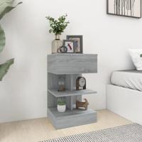 Nachtkastje 40x35x65 cm bewerkt hout grijs sonoma eikenkleurig - thumbnail