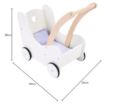 Houten Poppenloopwagen Grijs/Wit