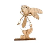 2 PC'S creatieve Pasen Home houten konijn decoratieve ornamenten (witte Fower) - thumbnail