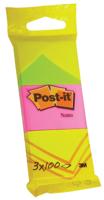 Post-it Notes, 100 vel, ft 38 x 51 mm, blister van 3 blokken in neongeel, guava roze en neongroen - thumbnail