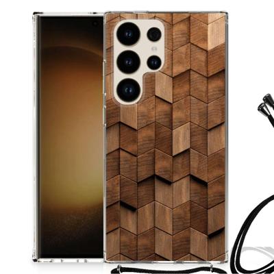 Stevig Telefoonhoesje voor Samsung Galaxy S24 Ultra Wooden Cubes Stevig Telefoonhoesje voor Samsung Galaxy S24 Ultra Wooden Cubes