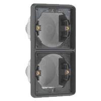 Niko dubbele zwarte inbouwdoos waterdicht IP55 verticaal - thumbnail