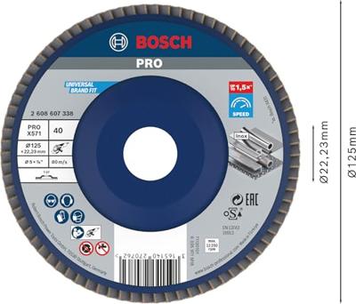 Bosch Accessories 2608607338 X571 Lamellenschijf Diameter 125 mm Boordiameter 22.33 mm Staal 1 stuk(s) Bosch Accessories 2608607338 X571 Lamellenschijf Diameter 125 mm Boordiameter 22.33 mm Staal 1 stuk(s)