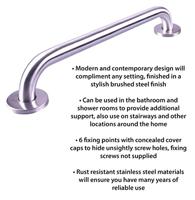 Handgreep RVS met geborstelde afwerking | Lengte: 68 cm | Wandbeugels | Schroefmontage | Geschikt voor bad, douche en toilet - thumbnail