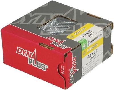 Dynaplus unischroef / spaanplaatschroef verzinkt platkop voldraad torx tx20 4.0x35 | 200 stuks - 0281.01.25401