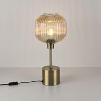 Tafellamp Virello ambra spillo - Luxe lamp die een bol van geribbeld amberkleurig glas draagt - Zonder lichtbron - thumbnail