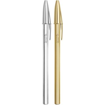 Bic balpen Cristal Shine, blister met 2 stuks (goud en zilver)