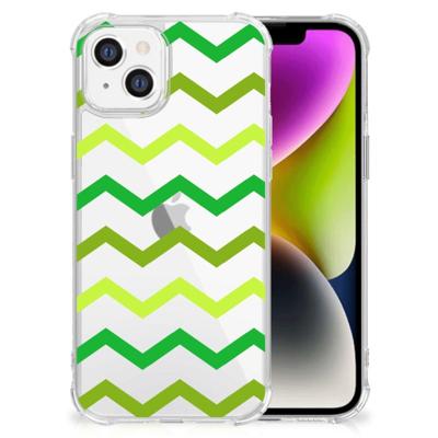 iPhone 14 Doorzichtige Silicone Hoesje Zigzag Groen iPhone 14 Doorzichtige Silicone Hoesje Zigzag Groen