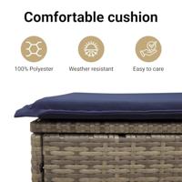 9-delige Loungeset met kussens poly rattan grijs - thumbnail