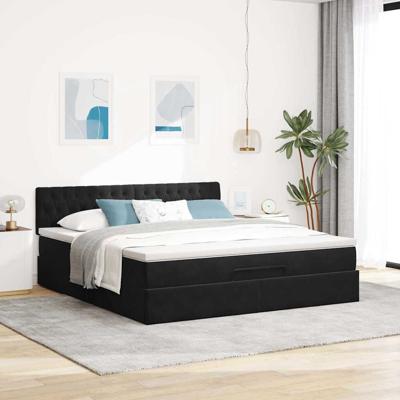 Ottoman bed met matras 160x200cm fluweel zwart