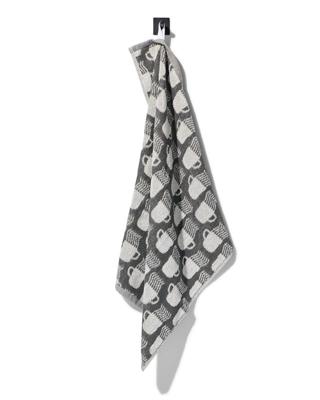 HEMA Keukendoek 50x50 katoen grijs met koffiemokken (donkergrijs)