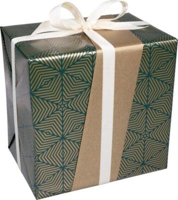 Cadeaupapier 30cm 100m 80gr/m Kerst geo groen goud