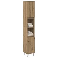Badkamerkast 30x30x190 cm bewerkt hout artisanaal eikenkleurig - thumbnail