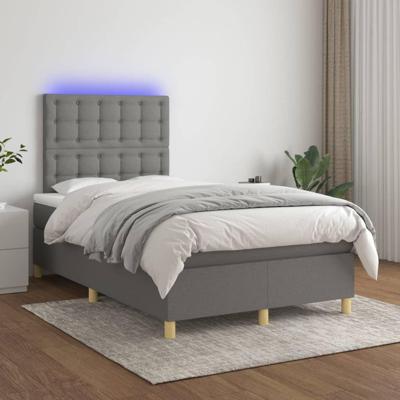 Boxspring met matras en LED stof donkergrijs 120x200 cm