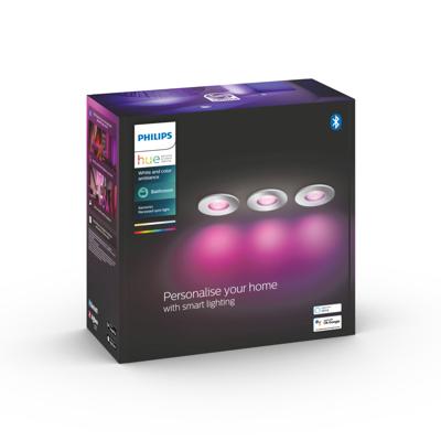 Philips InbouwspotsHue Xamento - White and color set van 3 RVS spots - 929003074801