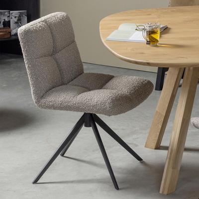 WOOOD Draaibare Eetkamerstoel 'Vinny' Bouclé, kleur Zand