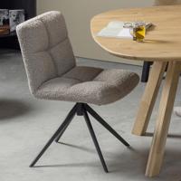 WOOOD Draaibare Eetkamerstoel 'Vinny' Bouclé, kleur Zand - thumbnail