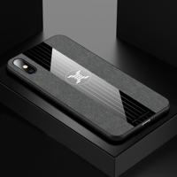 Voor iPhone XS Max XINLI stiksels doek Textue schokbestendig TPU beschermhoes (grijs) - thumbnail