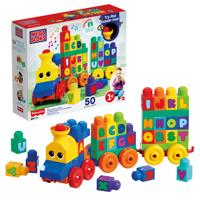 MEGA Bloks Bouwspeelgoed. ABC-blokkentreinset met geluiden en muziek, muzikale ABC-trein, educatief speelgoed voor peuters van 1 - 3, FWK22 - thumbnail