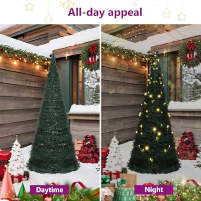 VidaXL Kunstkerstboom met verlichting pop-up 210 cm groen