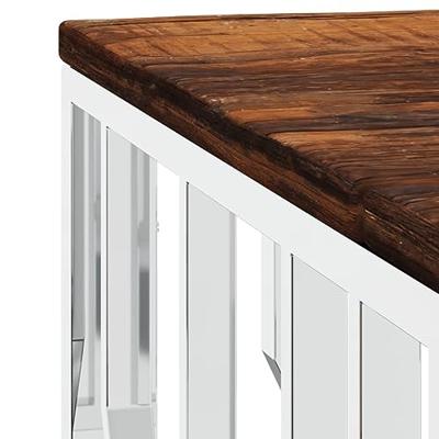 Salontafel roestvrij staal en massief gerecycled hout zilver