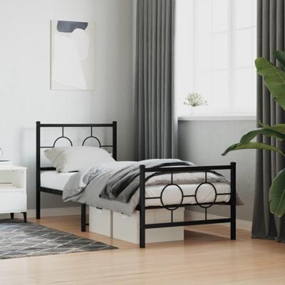 Bedframe met hoofd- en voeteneinde metaal zwart 75x190 cm Bedframe met hoofd- en voeteneinde metaal zwart 75x190 cm