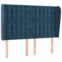 Hoofdbord met randen 147x23x118/128 cm fluweel donkerblauw - thumbnail